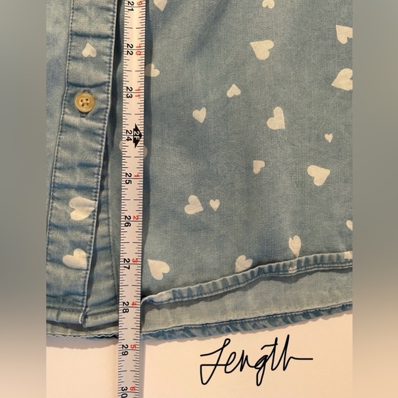 Coldwater Creek Chambray 3/4 Sleeve White Hearts Size Small Valentine’s Day - Picture 8 of 10